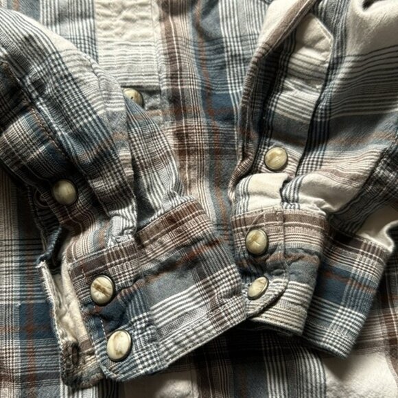 Ariat M 10-12 Gray White Plaid Retro Fit Lazy U Ranch - Picture 9 of 11